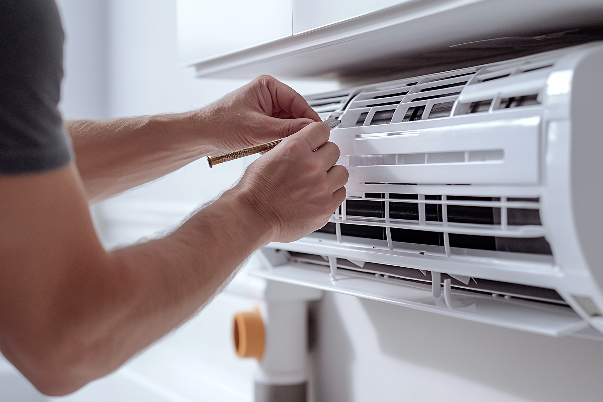 Technician repairing AC